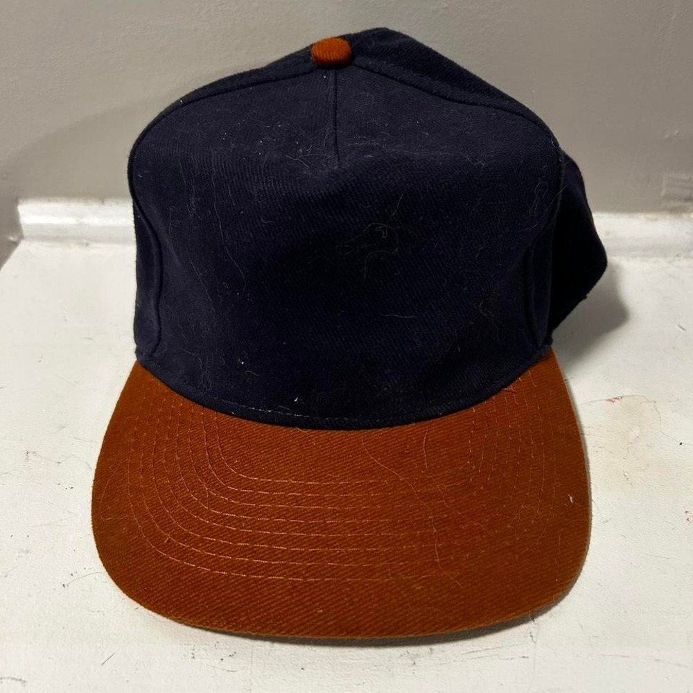 Vintage 90s navy and brown blank strap back hat cap by Otto